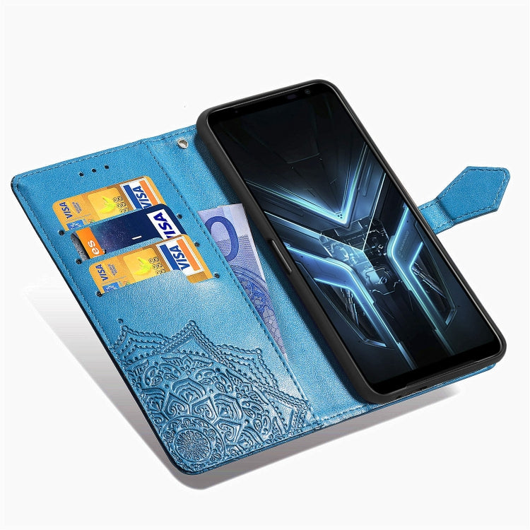 For Asus ROG Phone 3 ZS661KS Embossed Mandala Pattern TPU + PU Horizontal Flip Leather Case with Holder & Three Card Slots & Wallet