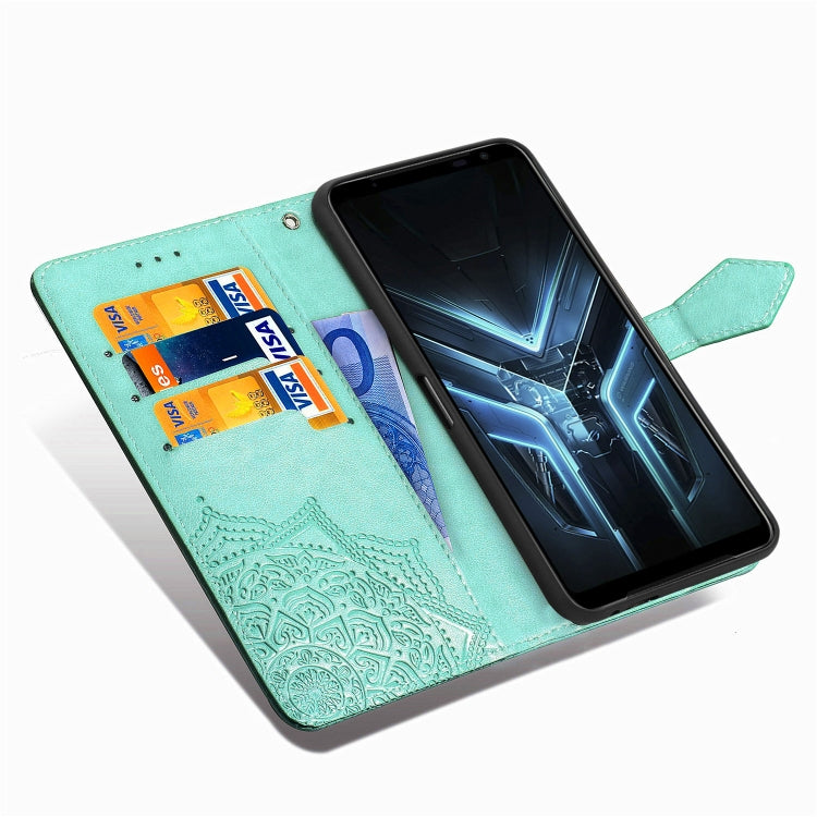 For Asus ROG Phone 3 ZS661KS Embossed Mandala Pattern TPU + PU Horizontal Flip Leather Case with Holder & Three Card Slots & Wallet