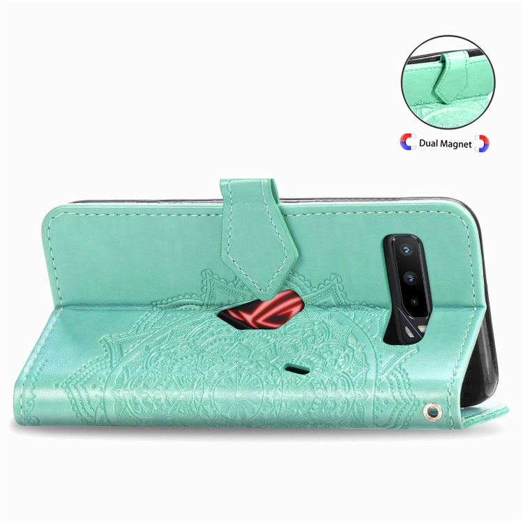 For Asus ROG Phone 3 ZS661KS Embossed Mandala Pattern TPU + PU Horizontal Flip Leather Case with Holder & Three Card Slots & Wallet