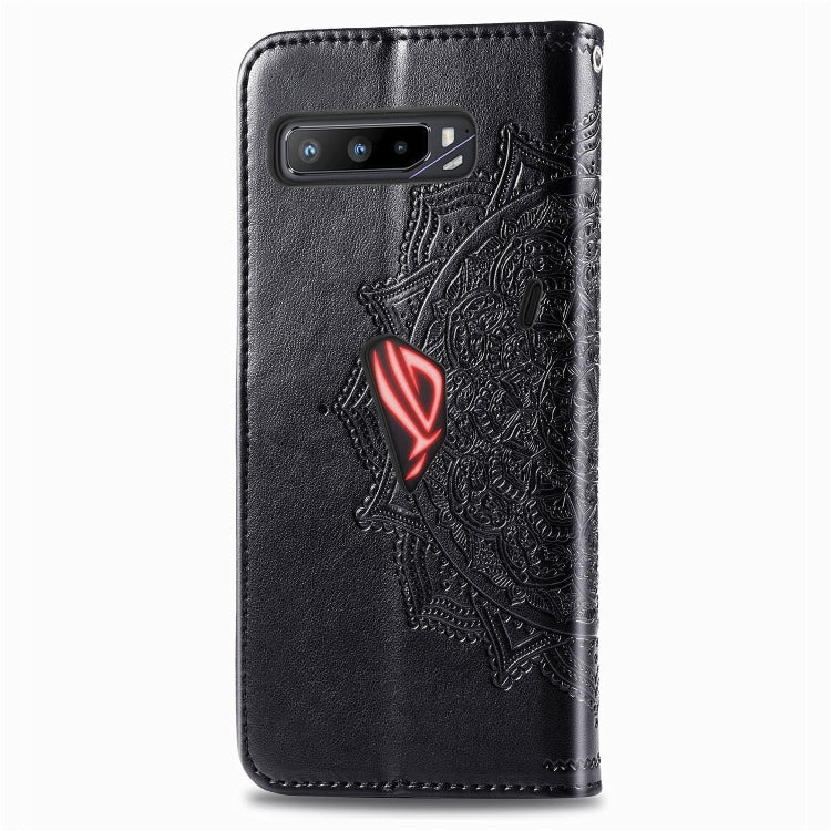 For Asus ROG Phone 3 ZS661KS Embossed Mandala Pattern TPU + PU Horizontal Flip Leather Case with Holder & Three Card Slots & Wallet