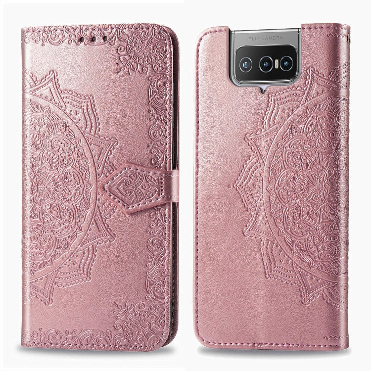 For Asus Zenfone 7 ZS670KS Embossed Mandala Pattern TPU + PU Horizontal Flip Leather Case with Holder & Three Card Slots & Wallet