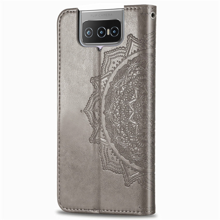 For Asus Zenfone 7 ZS670KS Embossed Mandala Pattern TPU + PU Horizontal Flip Leather Case with Holder & Three Card Slots & Wallet