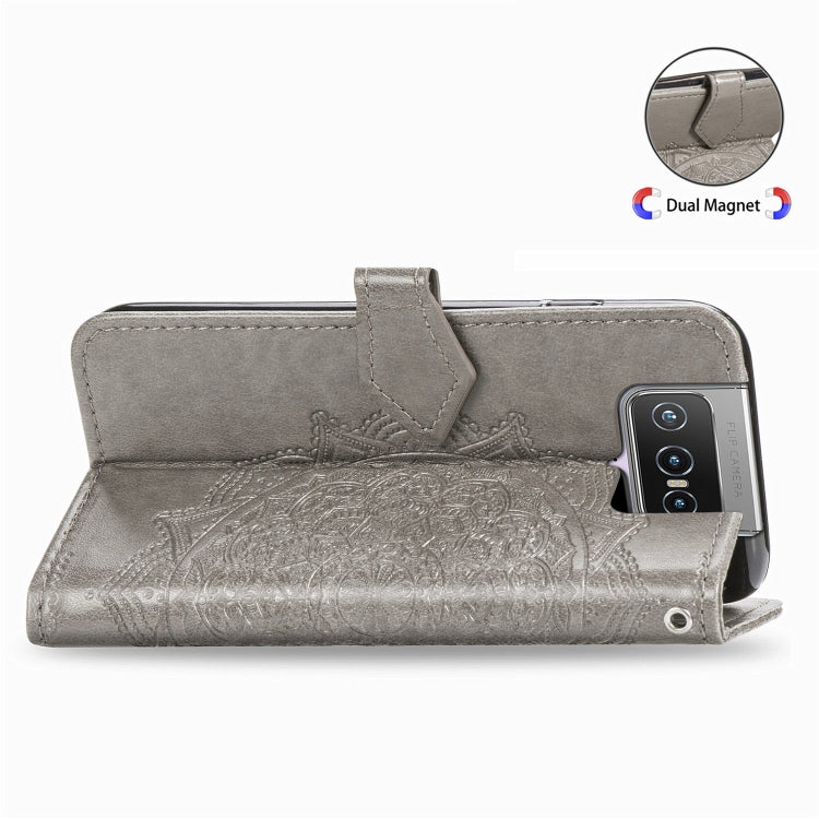 For Asus Zenfone 7 ZS670KS Embossed Mandala Pattern TPU + PU Horizontal Flip Leather Case with Holder & Three Card Slots & Wallet