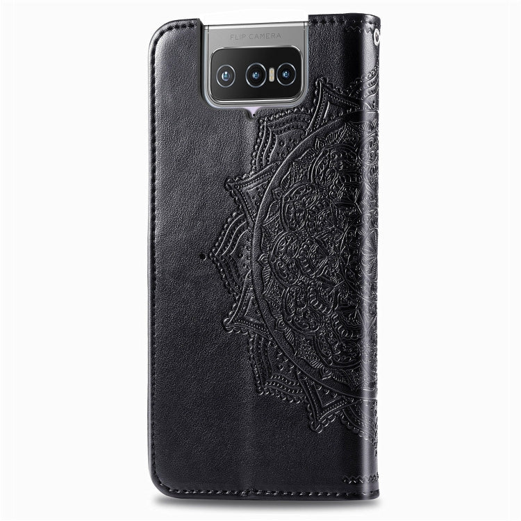 For Asus Zenfone 7 ZS670KS Embossed Mandala Pattern TPU + PU Horizontal Flip Leather Case with Holder & Three Card Slots & Wallet