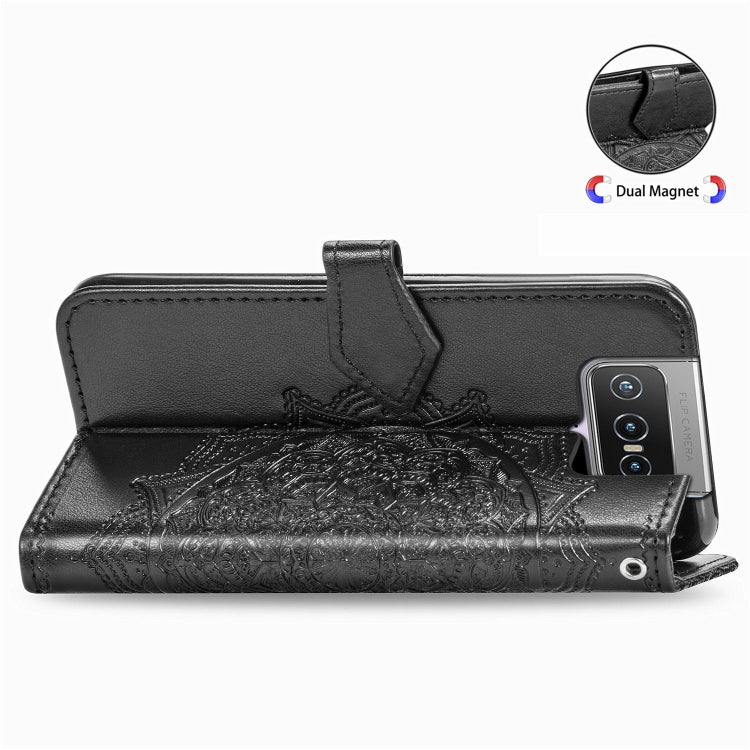 For Asus Zenfone 7 ZS670KS Embossed Mandala Pattern TPU + PU Horizontal Flip Leather Case with Holder & Three Card Slots & Wallet