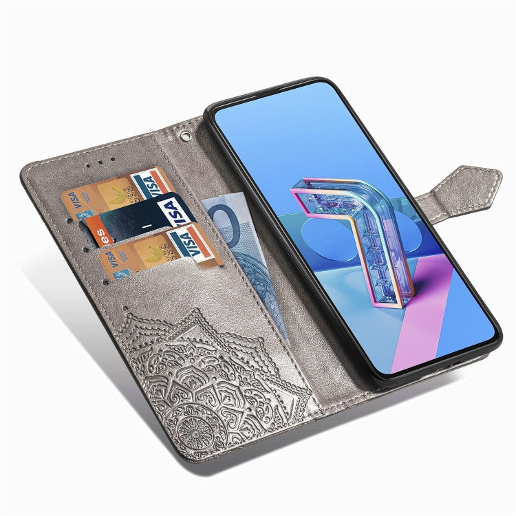 For Asus Zenfone 7 Pro ZS671KS Embossed Mandala Pattern TPU + PU Horizontal Flip Leather Case with Holder & Three Card Slots & Wallet