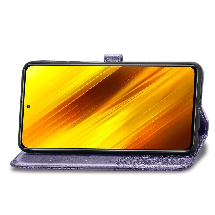 For Xiaomi Poco X3 NFC Embossed Mandala Pattern TPU + PU Horizontal Flip Leather Case with Holder & Three Card Slots & Wallet