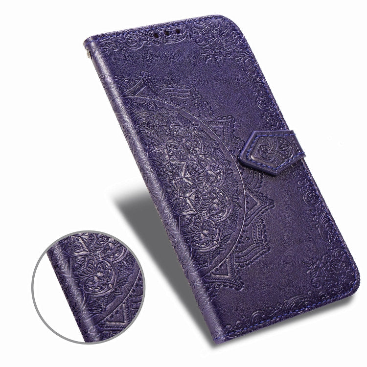 For Xiaomi Poco X3 NFC Embossed Mandala Pattern TPU + PU Horizontal Flip Leather Case with Holder & Three Card Slots & Wallet