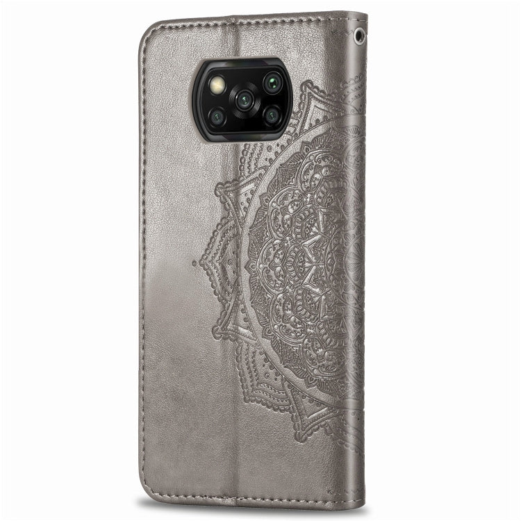 For Xiaomi Poco X3 NFC Embossed Mandala Pattern TPU + PU Horizontal Flip Leather Case with Holder & Three Card Slots & Wallet