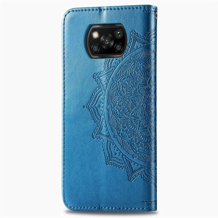 For Xiaomi Poco X3 NFC Embossed Mandala Pattern TPU + PU Horizontal Flip Leather Case with Holder & Three Card Slots & Wallet