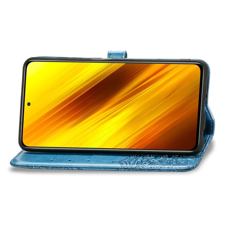 For Xiaomi Poco X3 NFC Embossed Mandala Pattern TPU + PU Horizontal Flip Leather Case with Holder & Three Card Slots & Wallet