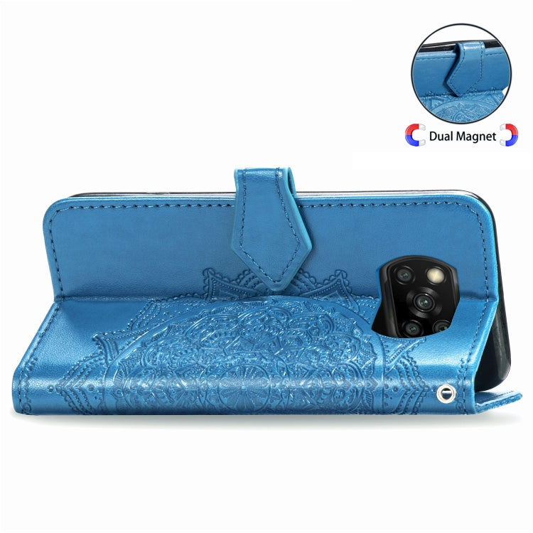 For Xiaomi Poco X3 NFC Embossed Mandala Pattern TPU + PU Horizontal Flip Leather Case with Holder & Three Card Slots & Wallet