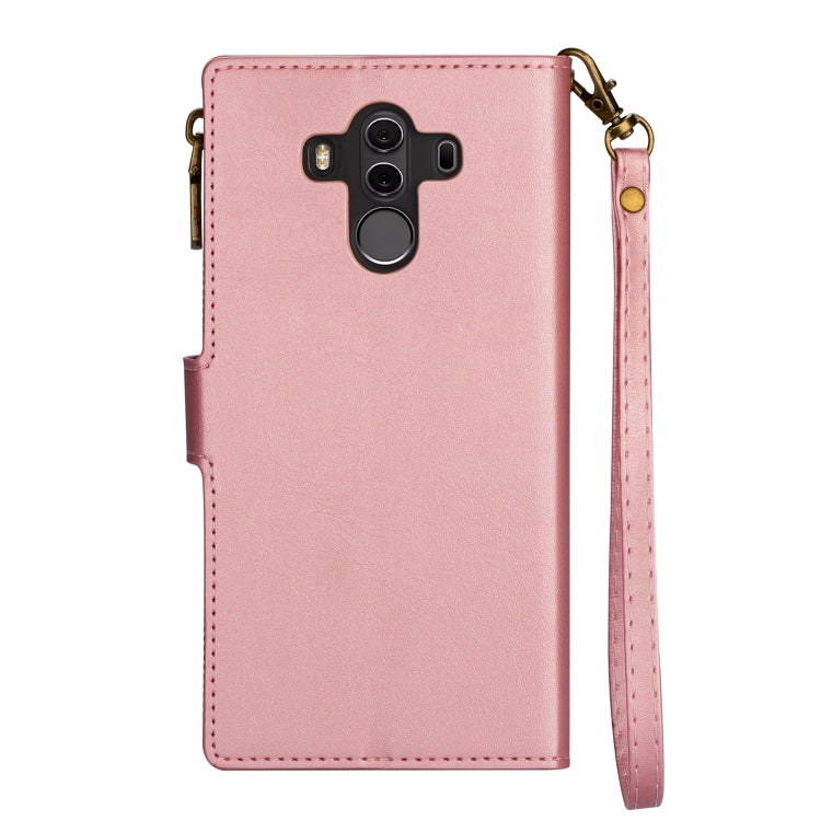 For Huawei Mate 10 Pro Zipper Multi-card Slots Horizontal Flip PU Leather Case with Holder & Card Slots & Wallet & Lanyard & Photo Frame