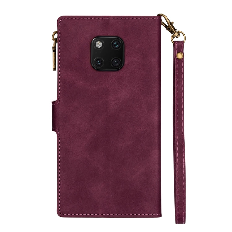 For Huawei Mate 20 Pro Zipper Multi-card Slots Horizontal Flip PU Leather Case with Holder & Card Slots & Wallet & Lanyard & Photo Frame