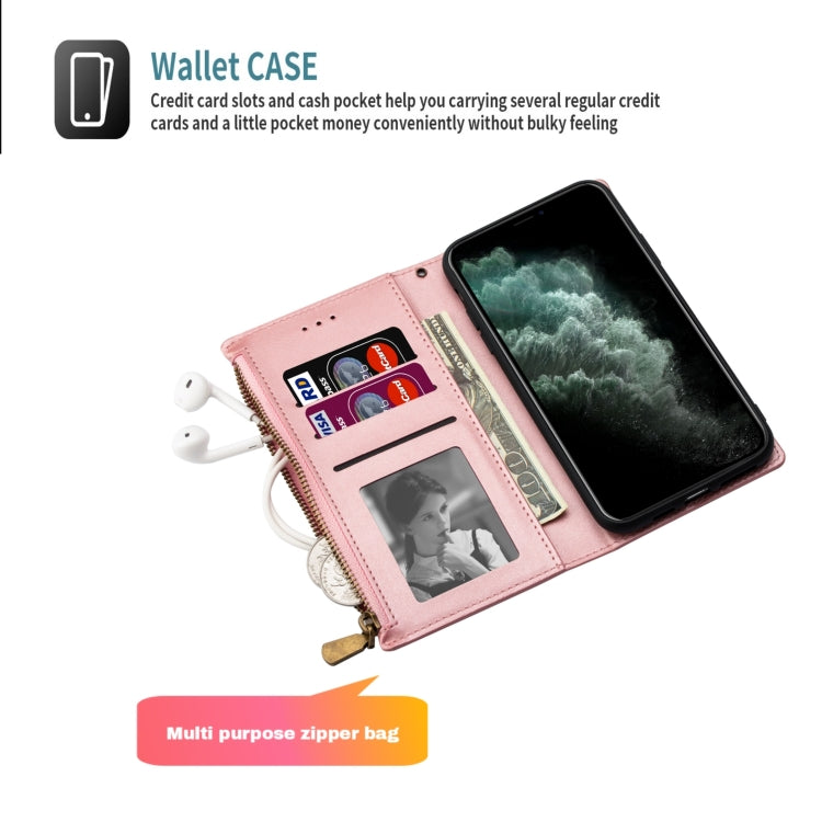 For Huawei Mate 20 Pro Zipper Multi-card Slots Horizontal Flip PU Leather Case with Holder & Card Slots & Wallet & Lanyard & Photo Frame