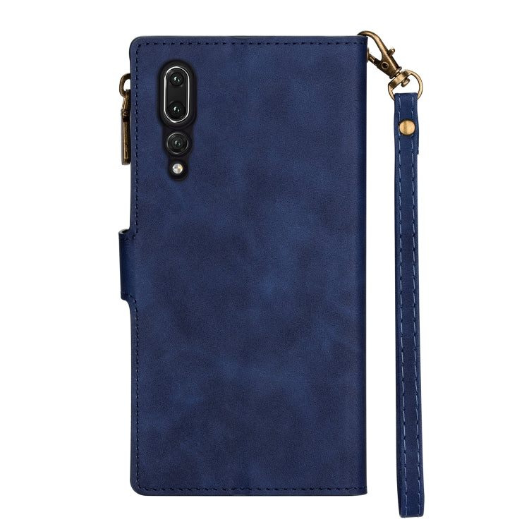 For Huawei P20 Pro Zipper Multi-card Slots Horizontal Flip PU Leather Case with Holder & Card Slots & Wallet & Lanyard & Photo Frame
