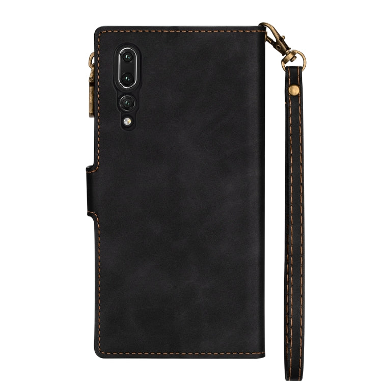 For Huawei P20 Pro Zipper Multi-card Slots Horizontal Flip PU Leather Case with Holder & Card Slots & Wallet & Lanyard & Photo Frame