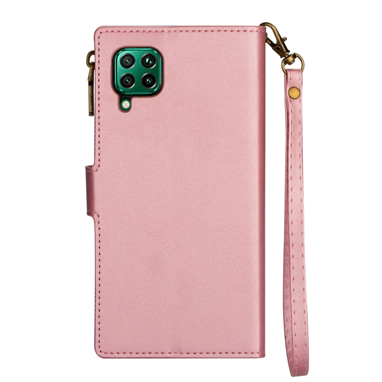 For Huawei P40 Lite Zipper Multi-card Slots Horizontal Flip PU Leather Case with Holder & Card Slots & Wallet & Lanyard & Photo Frame