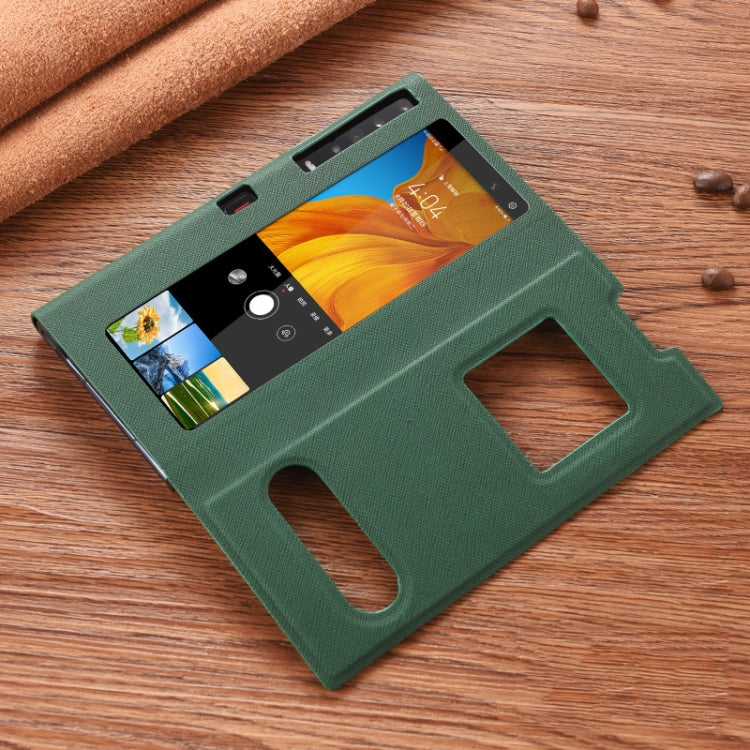 For Huawei Mate Xs Cross Pattern Horizontal Flip Leather Case with Caller ID Display & Sleep / Wake-up Function & Holder