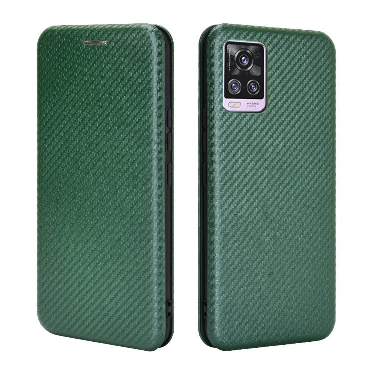 For Vivo V20 Pro Carbon Fiber Texture Horizontal Flip TPU + PC + PU Leather Case with Card Slot
