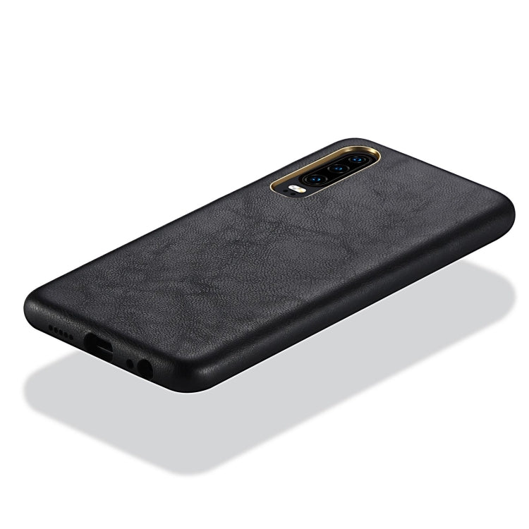 For Huawei P30 Lambskin Texture Four-Corner Full Coverage Leather + Metal Protective Case