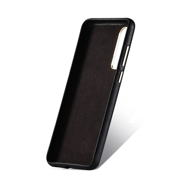 For Huawei P30 Lambskin Texture Four-Corner Full Coverage Leather + Metal Protective Case