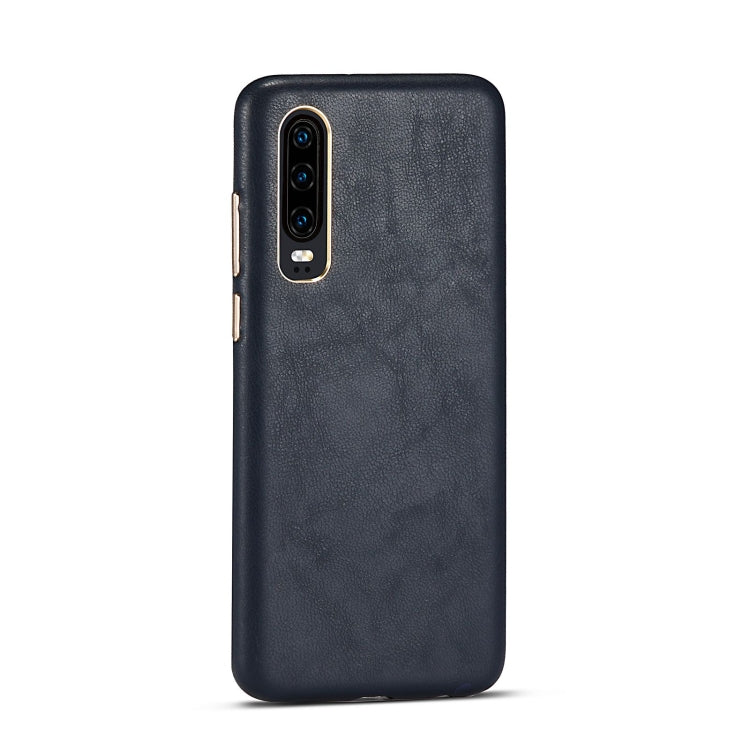 For Huawei P30 Lambskin Texture Four-Corner Full Coverage Leather + Metal Protective Case