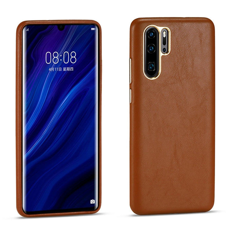 For Huawei P30 Pro Lambskin Texture Four-Corner Full Coverage Leather + Metal Protective Case