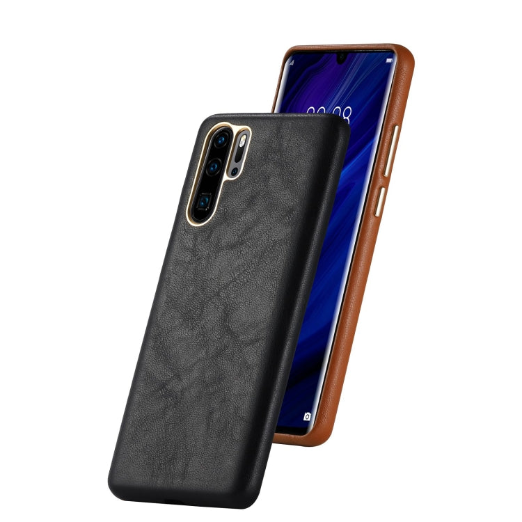 For Huawei P30 Pro Lambskin Texture Four-Corner Full Coverage Leather + Metal Protective Case