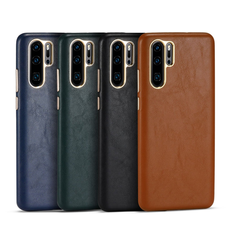 For Huawei P30 Pro Lambskin Texture Four-Corner Full Coverage Leather + Metal Protective Case
