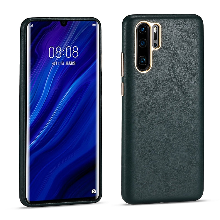 For Huawei P30 Pro Lambskin Texture Four-Corner Full Coverage Leather + Metal Protective Case
