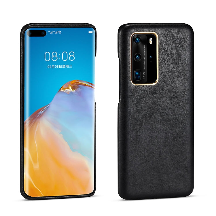 For Huawei P40 Lambskin Texture Four-Corner Full Coverage Leather + Metal Protective Case