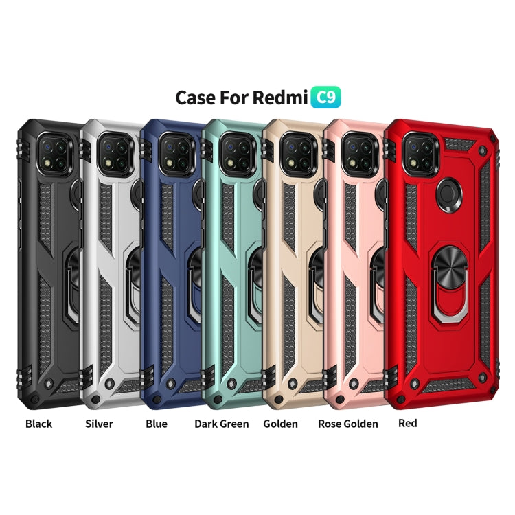 For Xiaomi Redmi 9C Shockproof TPU + PC Protective Case with 360 Degree Rotating Holder