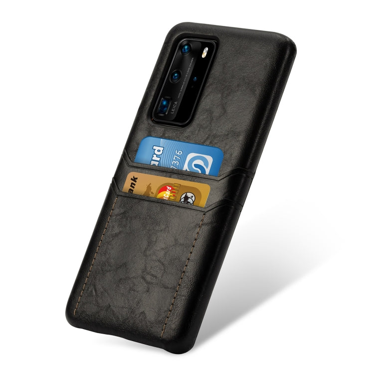 For Huawei P40 Calf Texture PU + PC Protective Case with Card Slots(Brown)