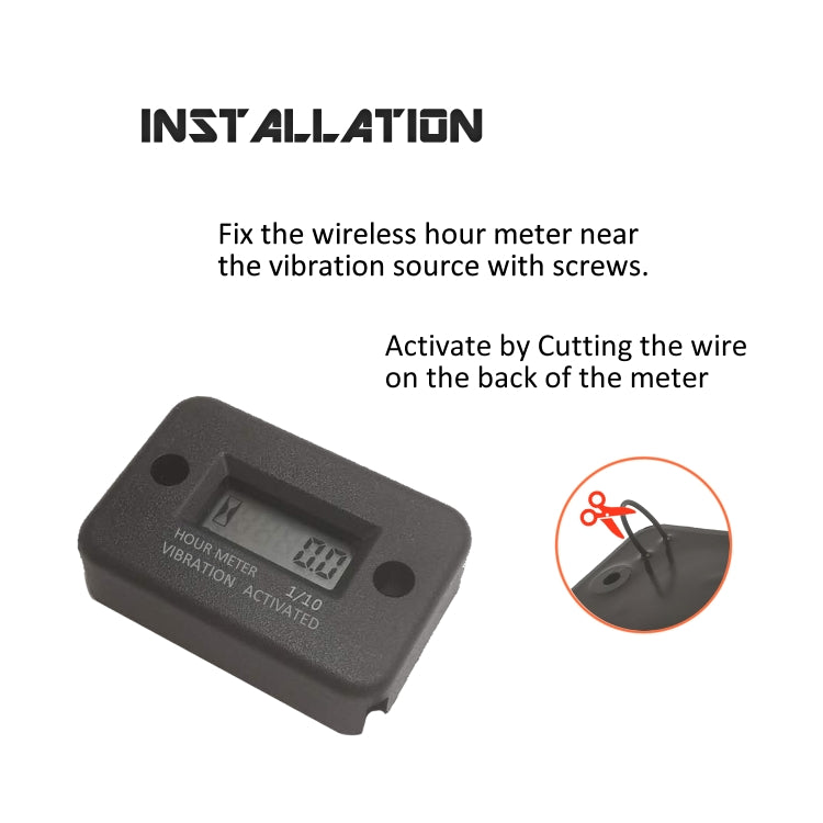 CS-1182A1 DJ-103 Motorcycle Motorboat ATV Petrol Engine Waterproof LCD Wireless Hour Meter Timer(Black)