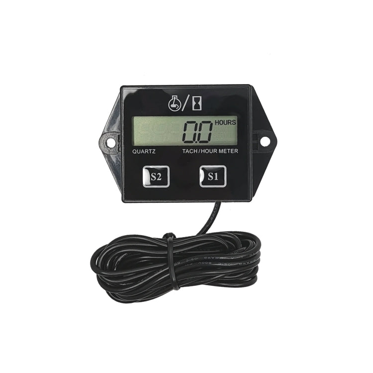 CS-1183A1 DJ-201 Motorcycle Motorboat Petrol Engine Waterproof LCD Digital Display Electronic Tachometer Hour Meter Timer(Black)