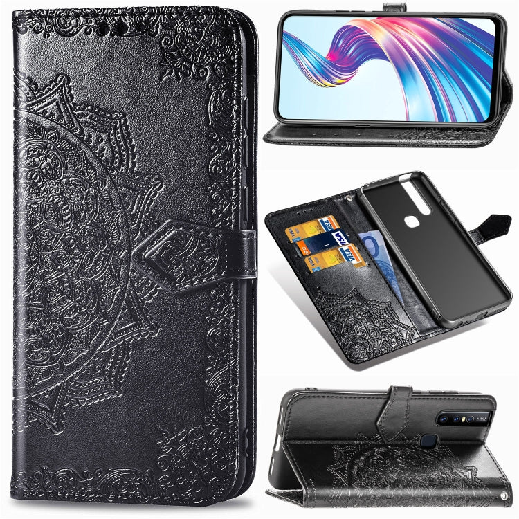 For Vivo V15 Pro Embossed Mandala Pattern TPU + PU Horizontal Flip Leather Case with Holder & Three Card Slots & Wallet