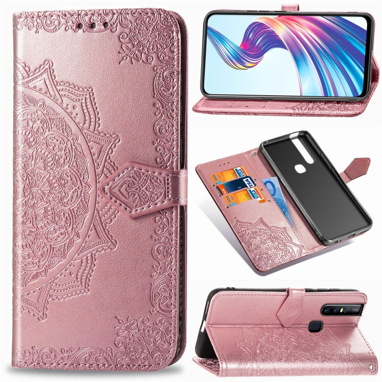 For Vivo V15 Pro Embossed Mandala Pattern TPU + PU Horizontal Flip Leather Case with Holder & Three Card Slots & Wallet