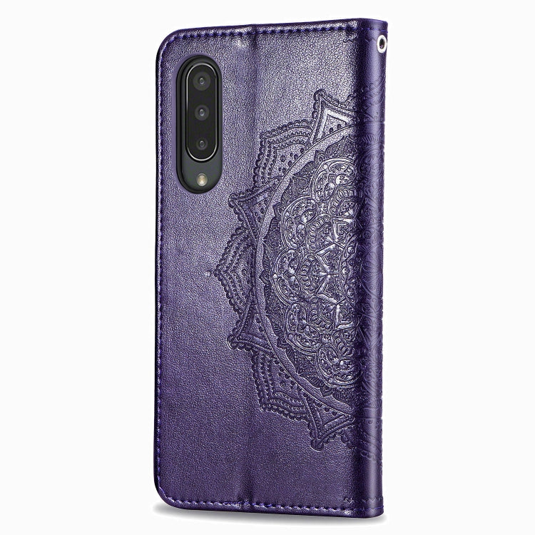 For Sharp Aquos Zero 5G Basic Embossed Mandala Pattern TPU + PU Horizontal Flip Leather Case with Holder & Three Card Slots & Wallet