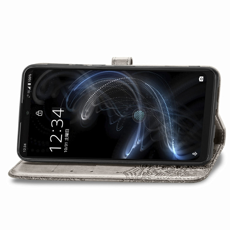 For Sharp Aquos Zero 5G Basic Embossed Mandala Pattern TPU + PU Horizontal Flip Leather Case with Holder & Three Card Slots & Wallet