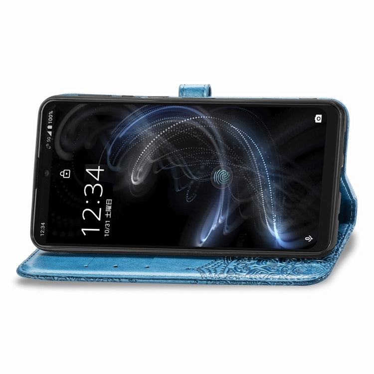 For Sharp Aquos Zero 5G Basic Embossed Mandala Pattern TPU + PU Horizontal Flip Leather Case with Holder & Three Card Slots & Wallet