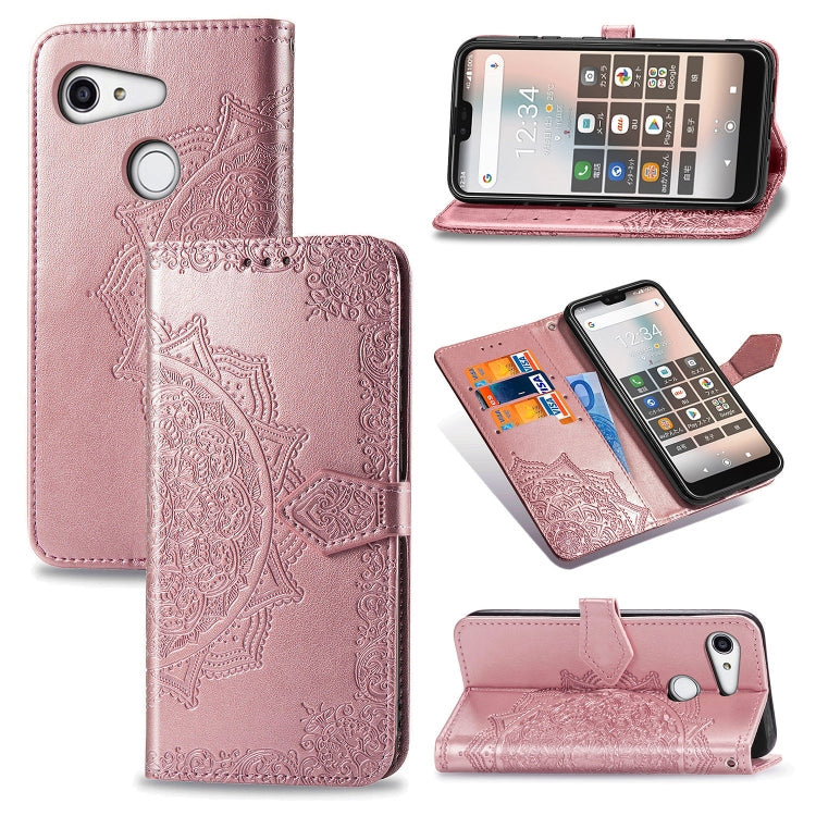 For Kyocera Gratina KYV48 Embossed Mandala Pattern TPU + PU Horizontal Flip Leather Case with Holder & Three Card Slots & Wallet