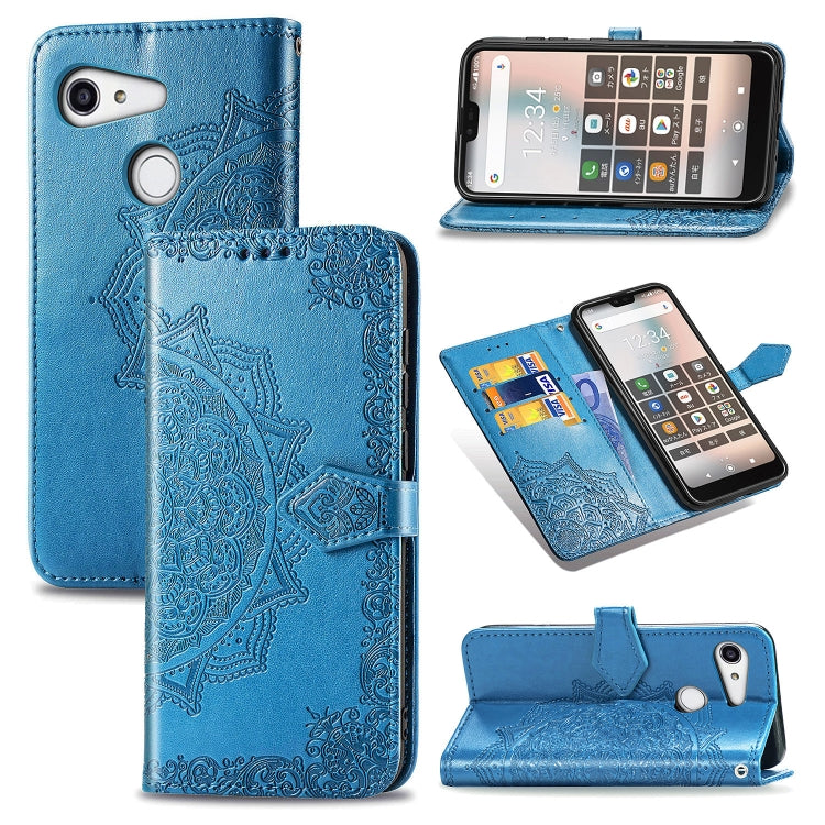 For Kyocera Gratina KYV48 Embossed Mandala Pattern TPU + PU Horizontal Flip Leather Case with Holder & Three Card Slots & Wallet