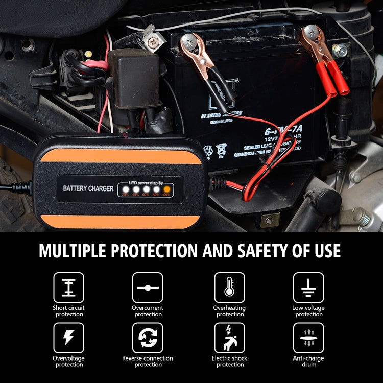 CS-1194A1 12V Motorcycle Car Portable Intelligent Digital Display Battery Charger, US Plug