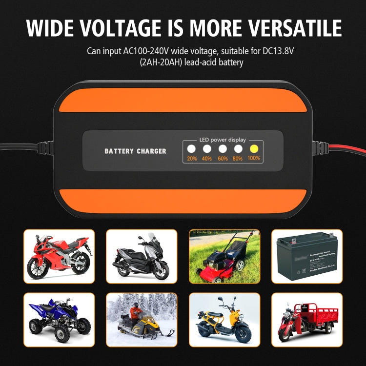 CS-1194A1 12V Motorcycle Car Portable Intelligent Digital Display Battery Charger, US Plug