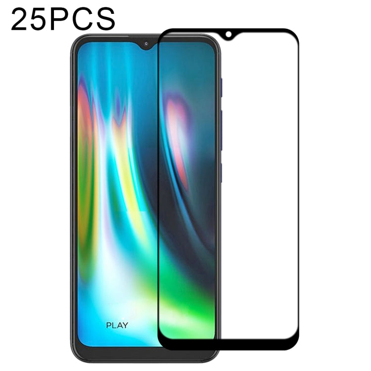 For Motorola Moto G9 Play 25 PCS Full Glue Full Screen Tempered Glass Film