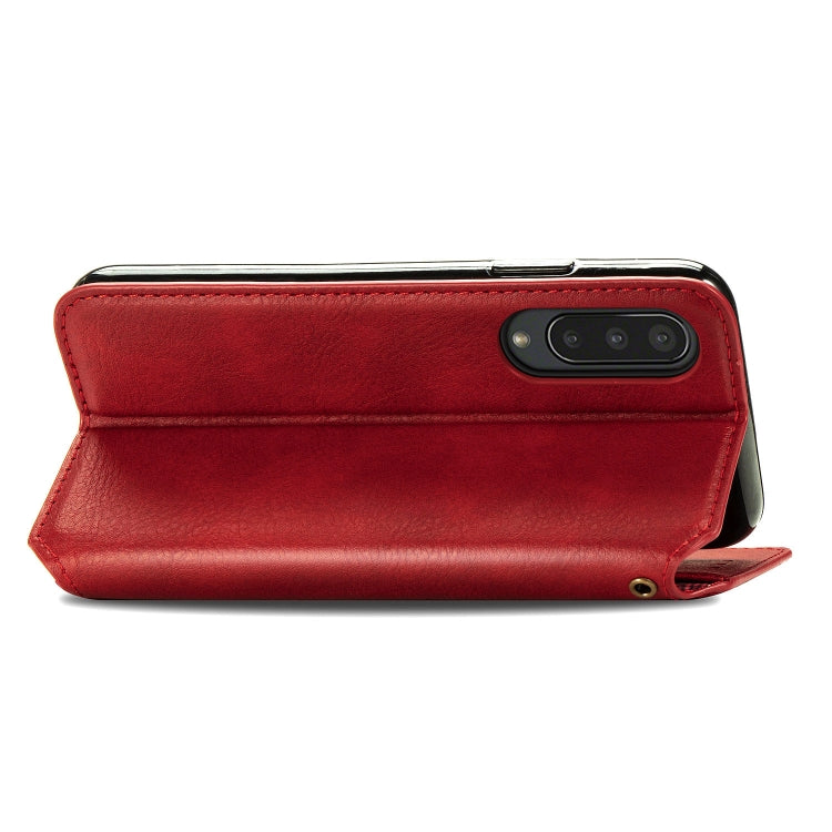 For Sharp Aquos Zero 5G Basic Cubic Grid Pressed Horizontal Flip Magnetic PU Leather Case with Holder & Card Slots & Wallet