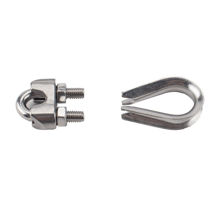 40 PCS M5 304 Stainless Steel Wire Rope Cable Clip Clamp with Thimble Triangle Ring