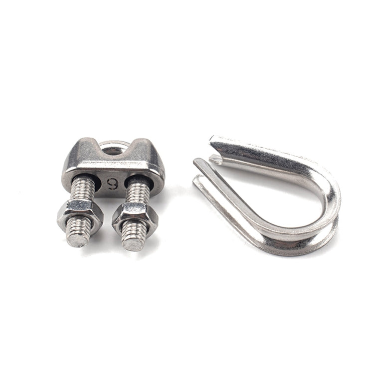 30 PCS M6 304 Stainless Steel Wire Rope Cable Clip Clamp with Thimble Triangle Ring