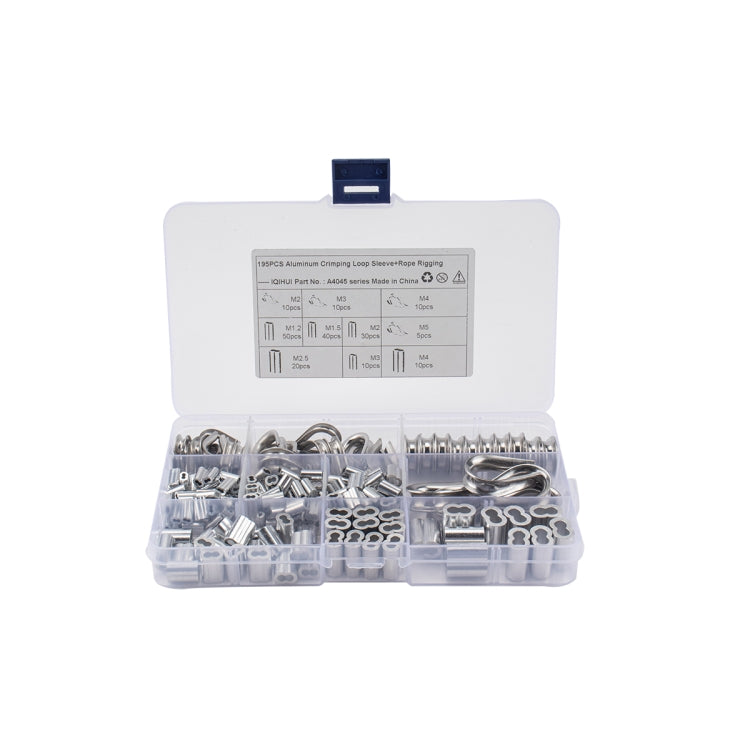 195 PCS M2 / M3 / M4 / M5 304 Stainless Steel Cable Rope Thimble Triangle Ring with 8-shaped Aluminum Cover